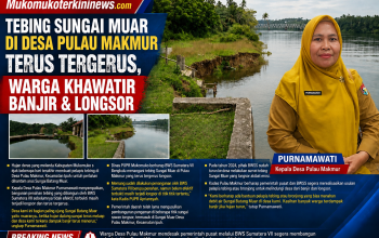 Kades Pulau Makmur memohon agar di bangun pelapis tebing di bantaran sungai Batang Muar,Desa Kami sering kebanjiran